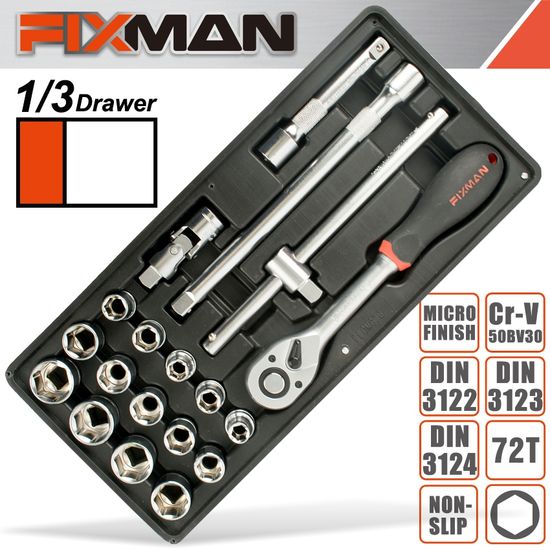 FIXMAN 19-pc 1/2' Dr.sockets & Accessories